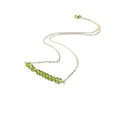 Lii Ji Genuine Natural Green Peridot Sparkling Beads US 9K GF Chain Link Delicated Handmade Necklace 40cm/45cm