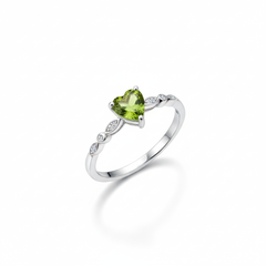 CoLife Jewelry 100% Natural Peridot Ring for Daily Wear 6mm Heart Shape Peridot Sivler Ring Fashion Peridot Jewelry