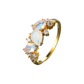 Vintage Female White Crystal Moonstone Jewelry Cute Gold Color Wedding Rings For Women Luxury Engagement Valentines Day Gift