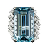 925 Sterling Silver Charm Square Aquamarine Ring For Women Fashion Wedding Jewelry Gift