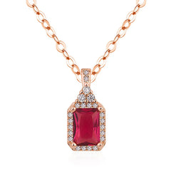 14K Rose Gold Pierscionki Pendant Bizuteria Gemstone Real Natural Red Ruby Treasure Pendant Necklace Jewelry Pendant Females