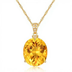 Luxury Silver S925 Pendant Necklace For Women Fine Jewelry Yellow Citrine Chain Wedding Engagement Party Valentine gift