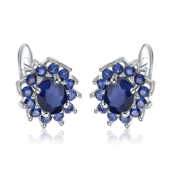 Gem's Ballet 1.89Ct Natural Blue Sapphire Earrings 925 Sterling Silver Gemstones Vintage Stud Earrings For Women Fine Jewelry