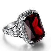 925 Sterling Silver Geometry Ruby Ring