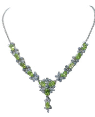 ZECAA Peridot Fine Jewelry Peridot Necklace Pendant With Natural Peridot Gemstone 4*6mm Lady Peridot Necklace Pendant Jewelry