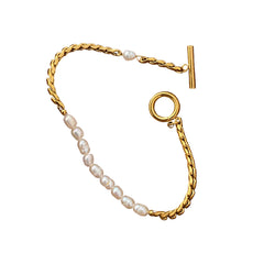 316L Stainless Steel Simplicity Vintage Irregular Shaped Imitate Pearl OT Buckle Chain Bracelets For Women Fashion Jewelry Gift