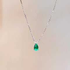 Emerald Crystal Zircon Waterdrop Charm Pendant Necklace for Women Charms Fashion Green Rhinestone Female Vintage Jewelry