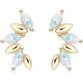 OXTAO Synthetic Opal Fashion Stud Earrings 3x6mm Marquise Shape Cut Ladies 925 Silver Piercing Temperament Earring Jewelry Gift