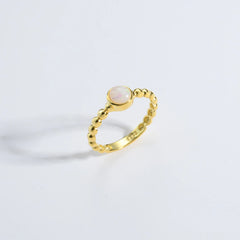 ANDYWEN New 925 Sterling Silver Size 5 to 9 Round Opal Beads Ring Women Luxury Party Fine Jewels Rock Punk Party Jewels