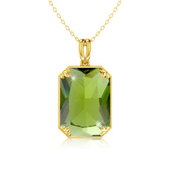 Real Sterling Sliver Necklace Pendant Peridot Birthstone Gold Plated Fine Jewelry Anniversary Party For Women Accessorie