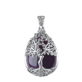 Natural Amethyst Tree of Life Amulet Pendant for Women