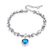 925 Sterling Silver Heart Bracelet with Blue Sapphire and Tanzanite