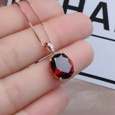Deep Red Garnet Oval Clavicle Necklace for Women