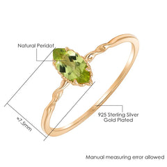 LAMOON August Birthstone Natrual Peridot Ring For Women Gemstone Ring 925 Sterling Silver Gold Plated Fine Jewelry Accessories