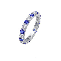 Elegant S925 Silver Ring with Alternating Moissanite & Blue Sapphires, 18K Gold Plated, Exquisite Design, Includes GRA Certifica