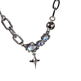 Trendy Bling Moonstone Star Cross Pendant Necklace
