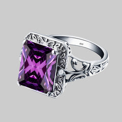 Szjinao Amethyst Ring Vintage Gemstone Ring 925 Sterling Silver For Woman Man Birthday Party Anniversary Gift Trend Fine Jewelry