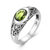Retro 925 Sterling Silver Peridot Ring