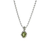 VENTFILLE 925 Sterling Silver Green Crystal Necklace for Women Girl Temperament Banquet Water Drop Jewelry Gift Dropshipping