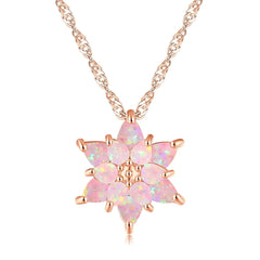 CiNily Delicate Flower Shaped Fire Opal Pendant Necklace Rose Gold Plated Trendy Jewelry Gifts for Women Girls(with Chain)