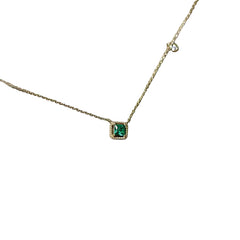 Jkli S925 Sterling Silver Simple Emerald Crystal Chain Necklace Women Light Luxury Temperament Plating 14k Gold Jew New style