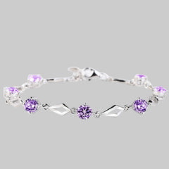Amethyst Tennis Bracelet with Diamond-Cut Links