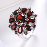 Multi-Cut Garnet Sterling Silver Cocktail Ring
