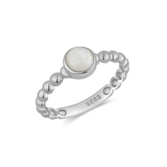 ANDYWEN New 925 Sterling Silver Size 5 to 9 Round Opal Beads Ring Women Luxury Party Fine Jewels Rock Punk Party Jewels