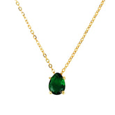 Emerald Crystal Zircon Waterdrop Charm Pendant Necklace for Women Charms Fashion Green Rhinestone Female Vintage Jewelry