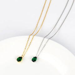 Emerald Crystal Zircon Waterdrop Charm Pendant Necklace for Women Charms Fashion Green Rhinestone Female Vintage Jewelry