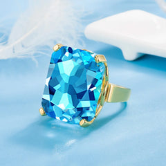 WOSIKATE Square Sapphire Rings For Women Silver 925 Jewelry Trendy Gold Plated Wedding Jewelry With Gemstones Female Ring Gifts