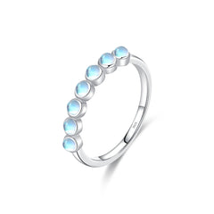 MODIAN 925 Sterling Silver Exquisite Round Moonstone Ring Stackable Crystal Ring For Women Birthday Gift Fine Jewelry