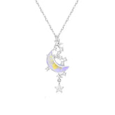 Moonstone Star and Moon Necklace