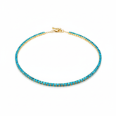 Gold Plated Turquoise Tennis Chain Necklace