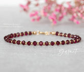 Minimalist Garnet Seed Bead Stacking Bracelet