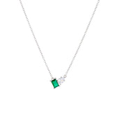 fulsun wholesale jewelry silver 925 gold filled emerald Square green necklace ladys jewelry zircon necklace jewelry women