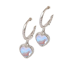 ANENJERY Moonstone Pearl Pendant Hoop Earrings For Women Fashion Jewelry Niche Girls Gifts Party Earring