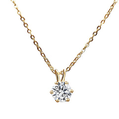 Women's Neck Chain 100% Real 14k Gold Moissanite Diamond Pendant Necklaces for Girl Wedding Engagement Valentines Gifts Jewelry