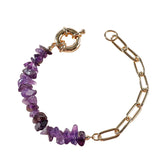 February's Amethyst Toggle Chain Bracelet (Gold)