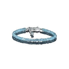 Aquamarine Bracelet - March Birthstone - Gem Vintage Aquamarine hand-beaded bracelet