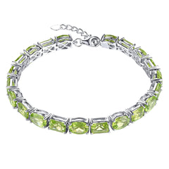 Natural Peridot Sterling Silver Bracelet 25 Carats Genuine Birthstone August Luxury Gorgerous Fine Jewelrys S925 Anniversary