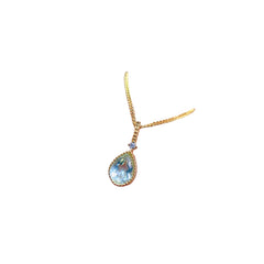 Natural Aquamarine pendant necklace for women silver 925 jewelry luxury gem stones 18k gold plated free shiping items