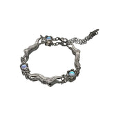 Gothic Punk Splicing Twisted Chain Bracelet for Women Men Fashion Charm Round Moonstone Bracelet Fine Jewelry Gift Wholesale