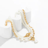 Multilayer Imitation Pearl OT Buckle Necklace