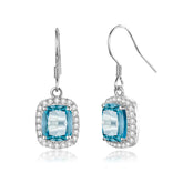 Vintage Aquamarine Earrings 925 Sterling Silver Gemstone Earring for Woman Designer Fine Jewelry Party Mother's Day Gift