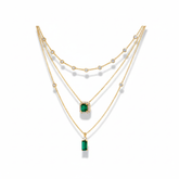 Simple Stacked Retro Imitation Emerald Green Pearl Multi-layer Necklace For Women Fashionable Jewelry Accessories Birthday Gifts