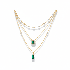 Simple Stacked Retro Imitation Emerald Green Pearl Multi-layer Necklace For Women Fashionable Jewelry Accessories Birthday Gifts
