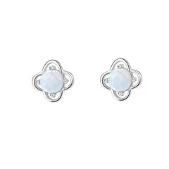 INZATT Real 925 Sterling Silver Opal Flower Mini Stud Earrings For Women Party OL Fine Jewelry Exquisite Accessories Gift