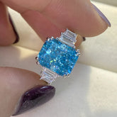 Romantic Moissanite Aquamarine Engagement Ring