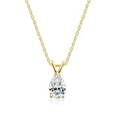 Pear Cut Diamond Solitaire Necklace | White Gold V-Bale Pendant